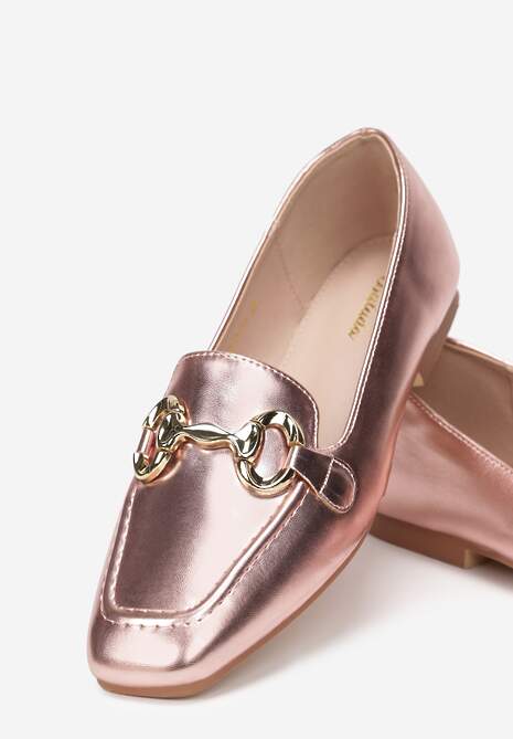 Różowe Mokasyny z Klamrą i Kwadratowym Noskiem Jacelin