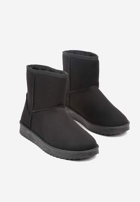 Czarne Śniegowce z Przeszyciami po Bokach Retena