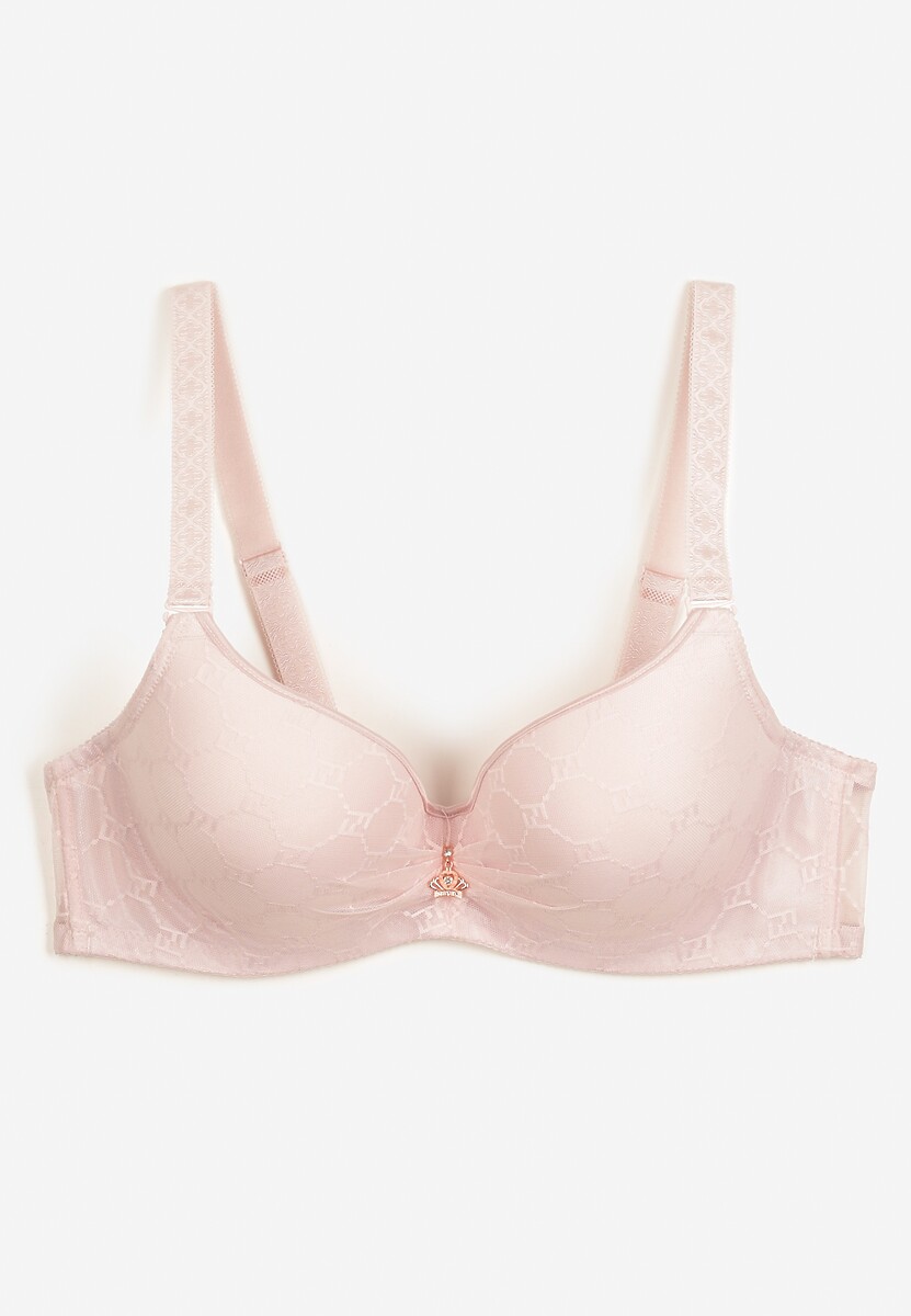 Jasnoróżowy Biustonosz Gładki z Usztywnieniem Henena