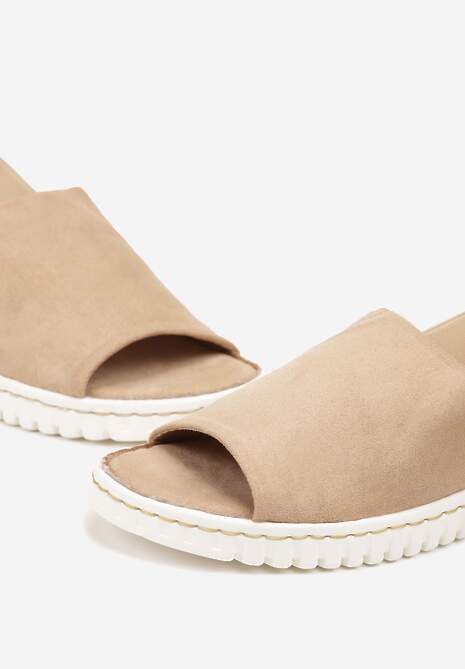 Beżowe Sandały Vices z Elastycznym Paskiem i Tłoczoną Podeszwą Folarielis