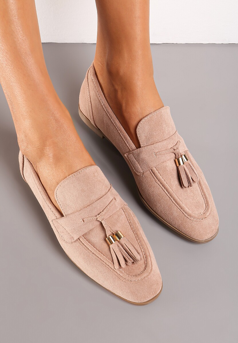 Jasnoniebieskie Mokasyny z Ekozamszu Ozdobione Frędzlami z Kwadratowym Noskiem Ileriva