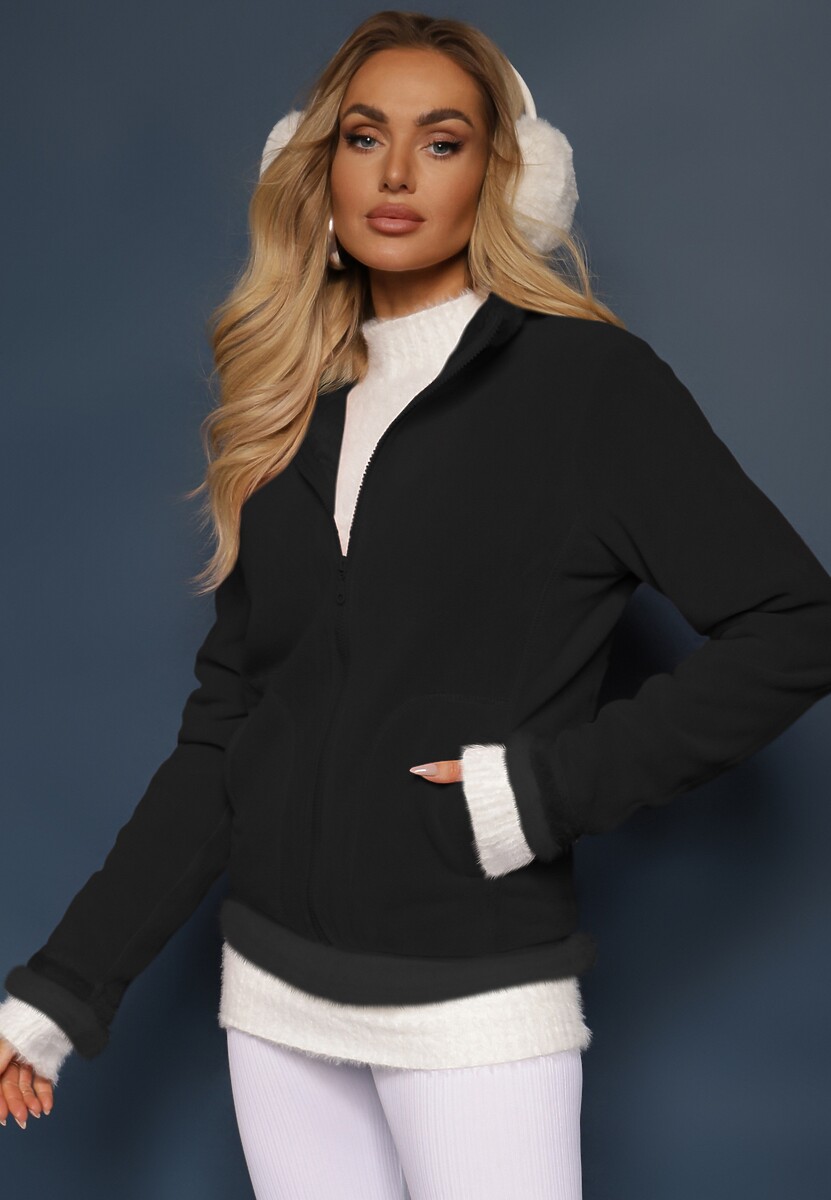 Biała Rozpinana Bluza Polar z Weluru Asinya