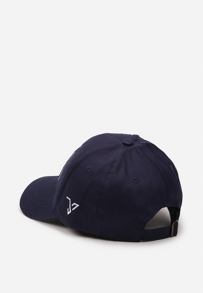 Granatowa Bawełniana Czapka z Wyszytymi Napisami Vonenia