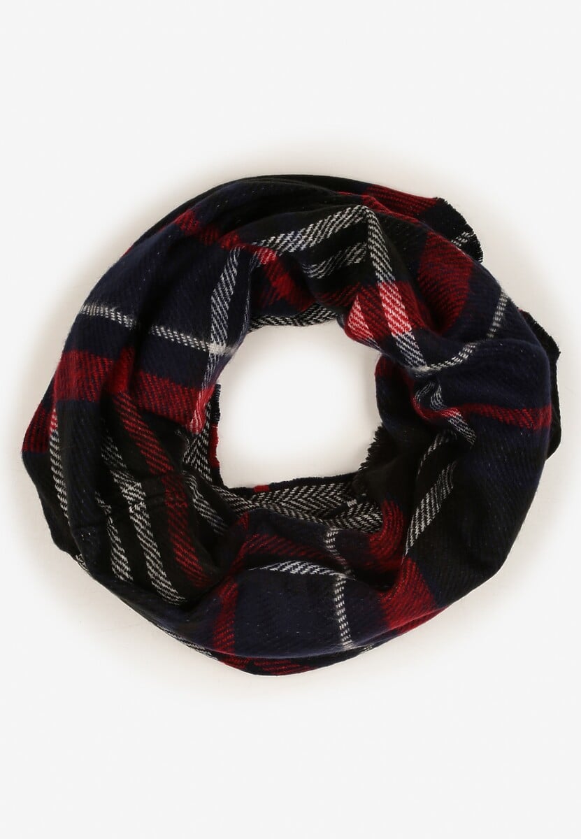 Granatowo-Czerwony Szalik Komin Ozdobiony Kratą Zinnestra