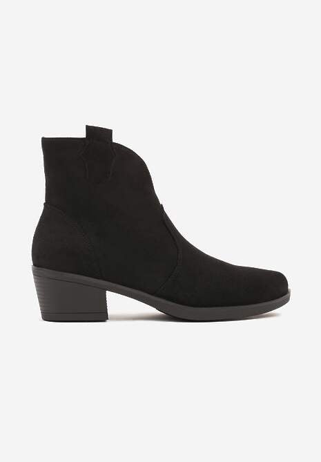 Czarne Botki w Stylu Kowbojek na Stożku Velorine