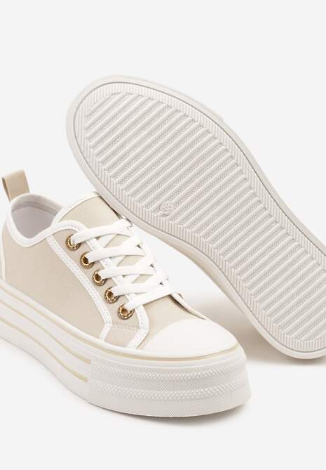 Beżowe Trampki na Grubej Podeszwie Lurivanna