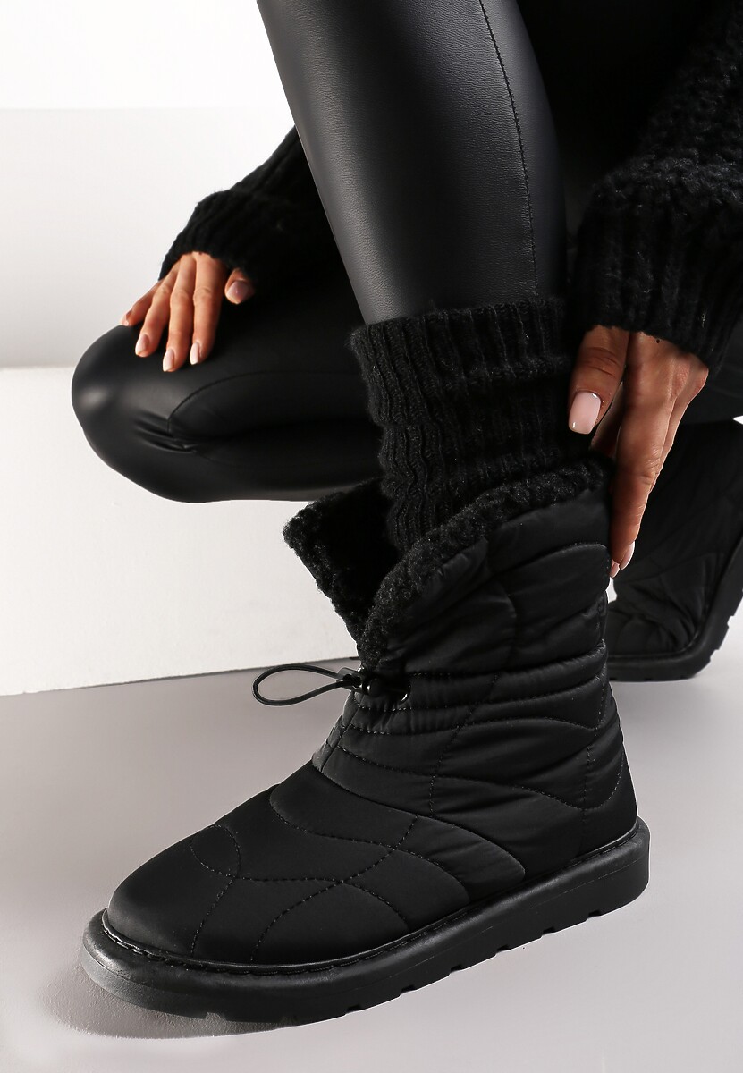 Ciemnobeżowe Śniegowce ze Ściągaczem i Ozdobnym Barankiem Tytusore