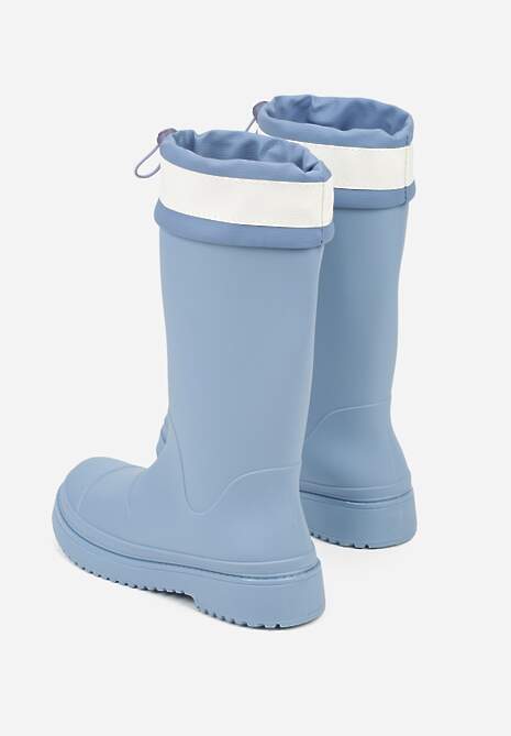 Niebieskie Kalosze Ozdobione Napisem ze Ściągaczem przy Cholewce Voslia