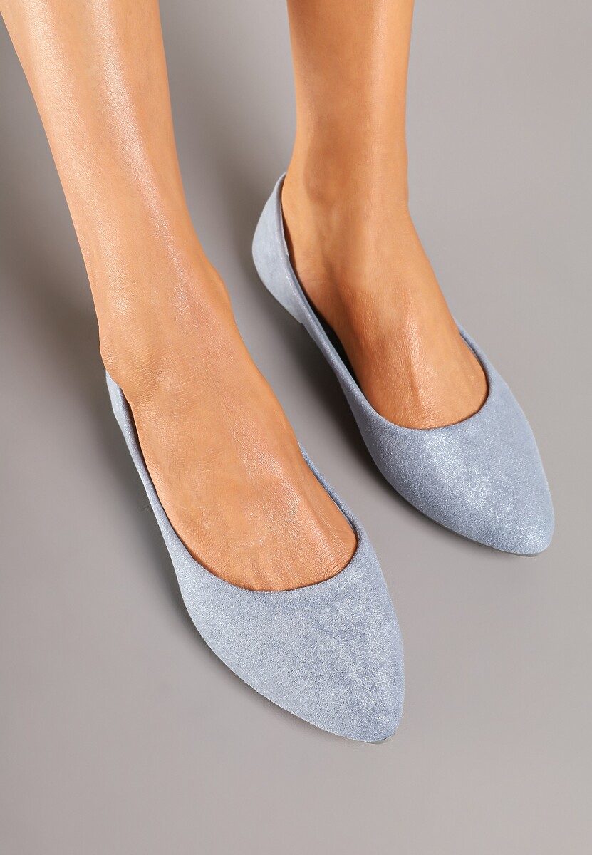 Niebieskie Casualowe Balerinki z Ekozamszu Lorlivin