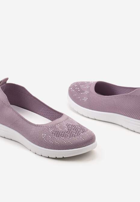 Fioletowe Płaskie Tenisówki Zdobione Cyrkoniami Lomadia