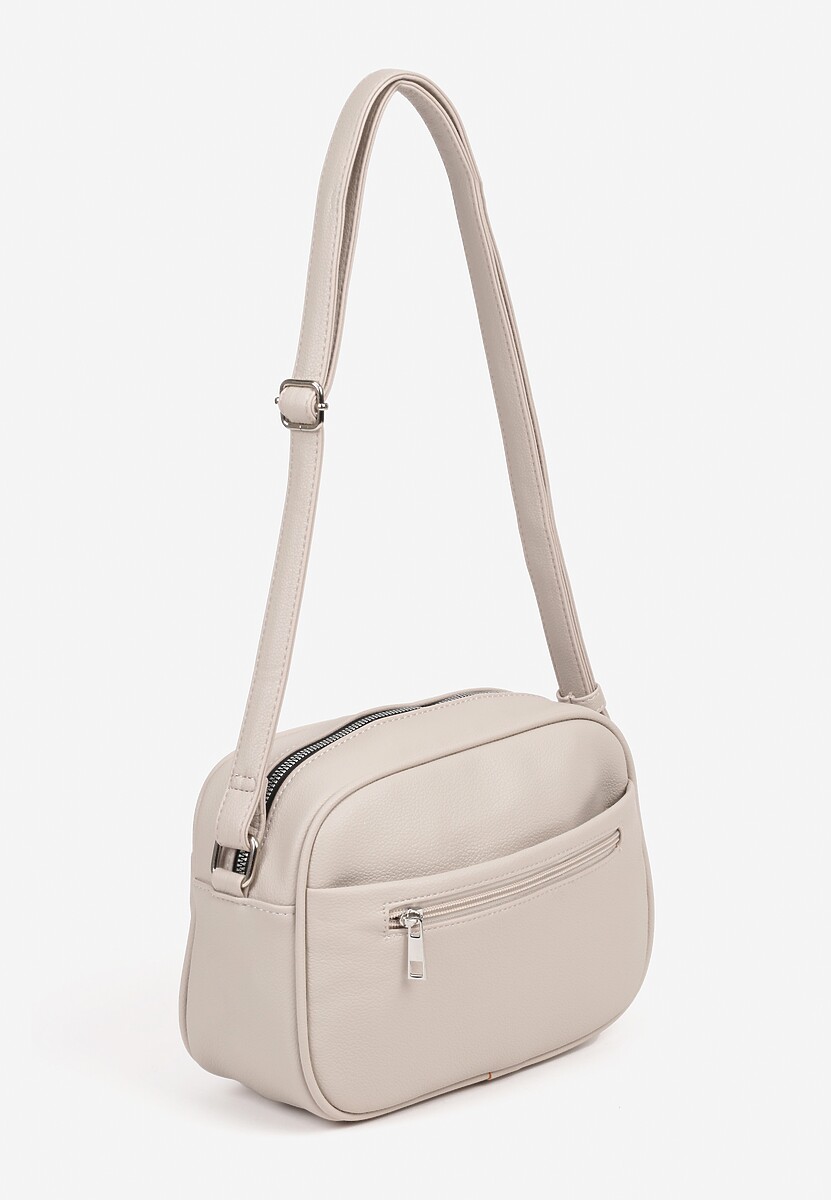 Szara Torebka na Ramię Ozdobiona Metaliczną Aplikacją Nanithra