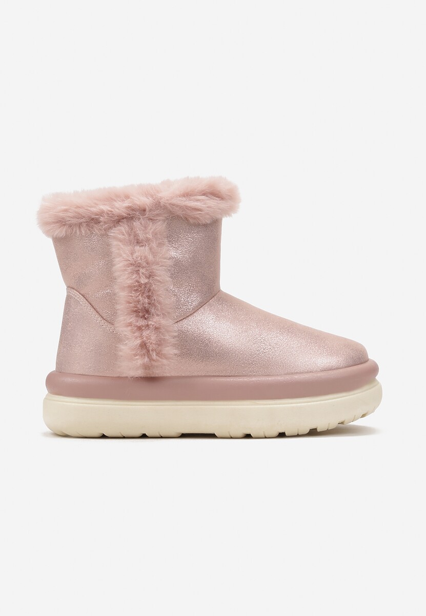 Różowe Śniegowce za Kostkę z Futerkiem na Platformie Daxolina