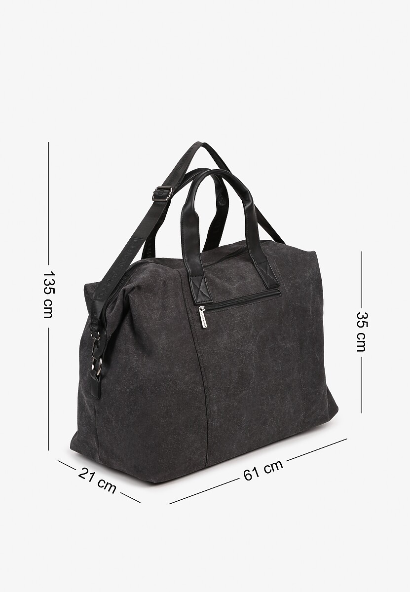 Czarna Torba Podróżna Jeansowa z Paskiem z Możliwością Regulacji Zaidell