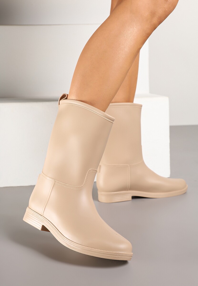 Bordowe Eleganckie Kalosze z Ozdobnym Przeszyciem Lenrisa