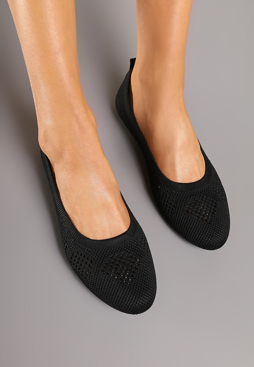 Różowe Ażurowe Balerinki z Okrągłym Noskiem Siotte