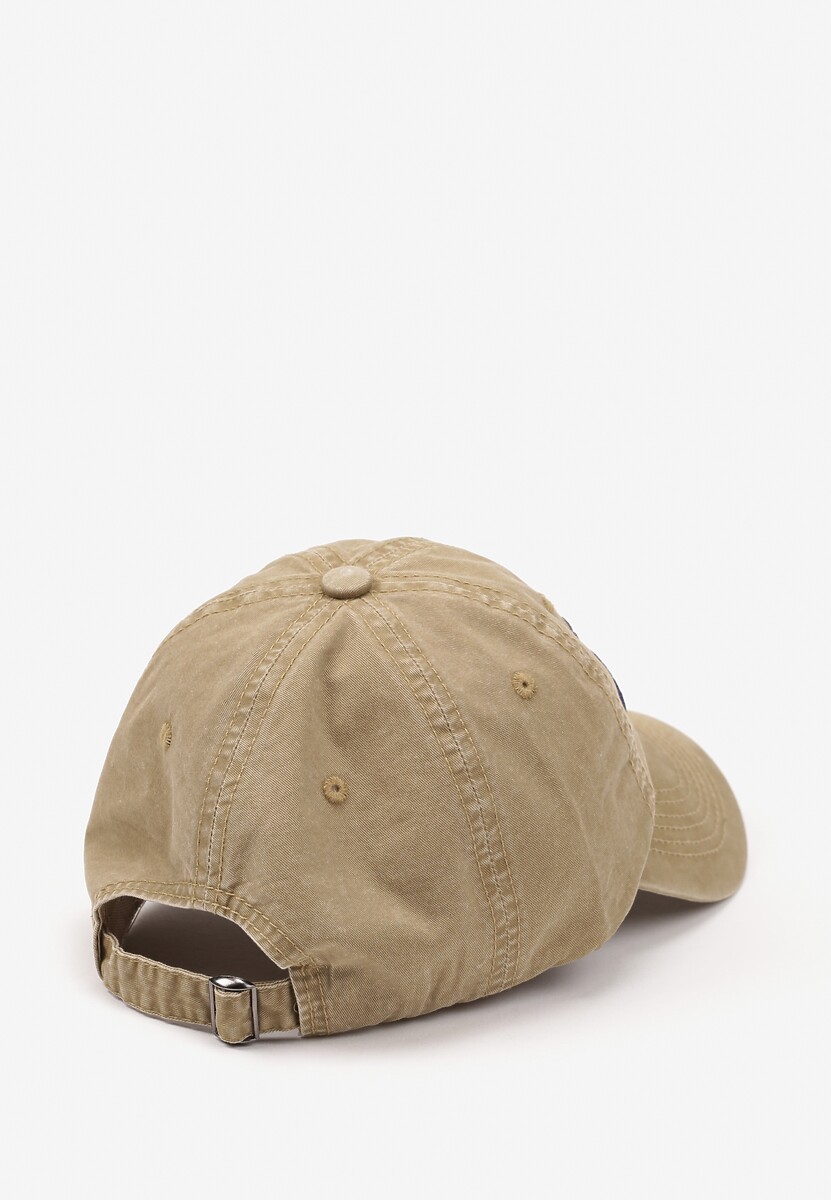 Beżowa Czapka z Daszkiem z Bawełny z Napisem Voviera