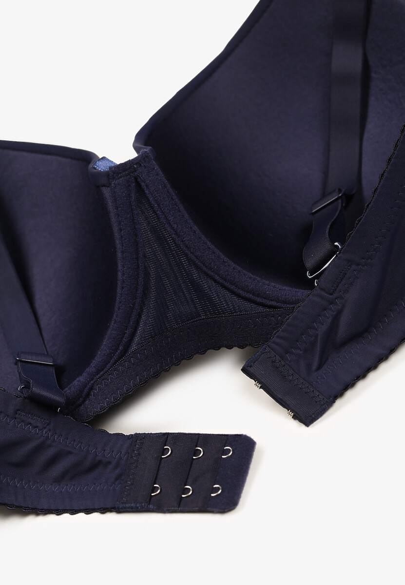 Granatowy Gładki Biustonosz Full-Cup Crisannas