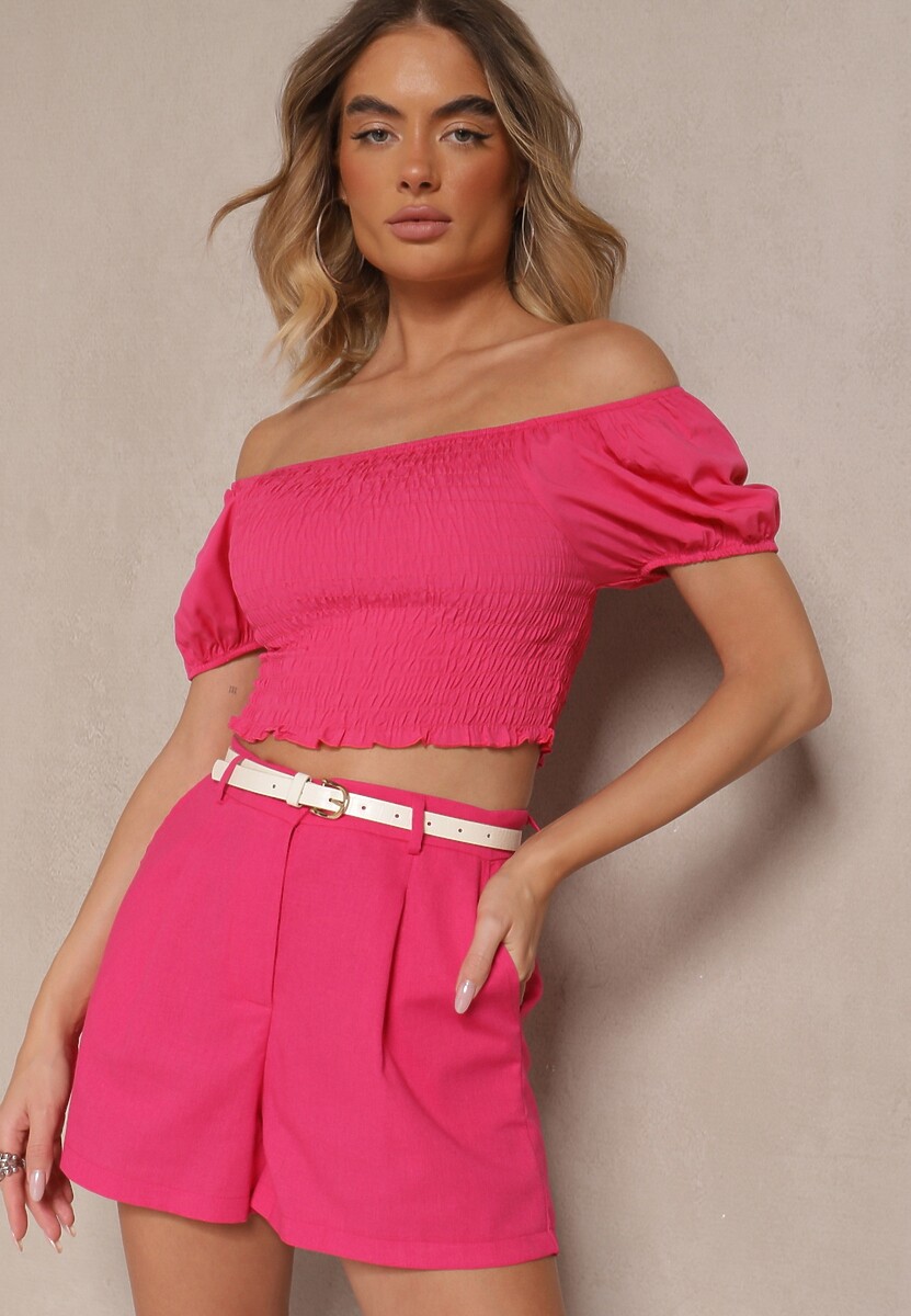 Ciemnobeżowe Szorty z Bawełną High Waist w Klasycznym Stylu Sefore