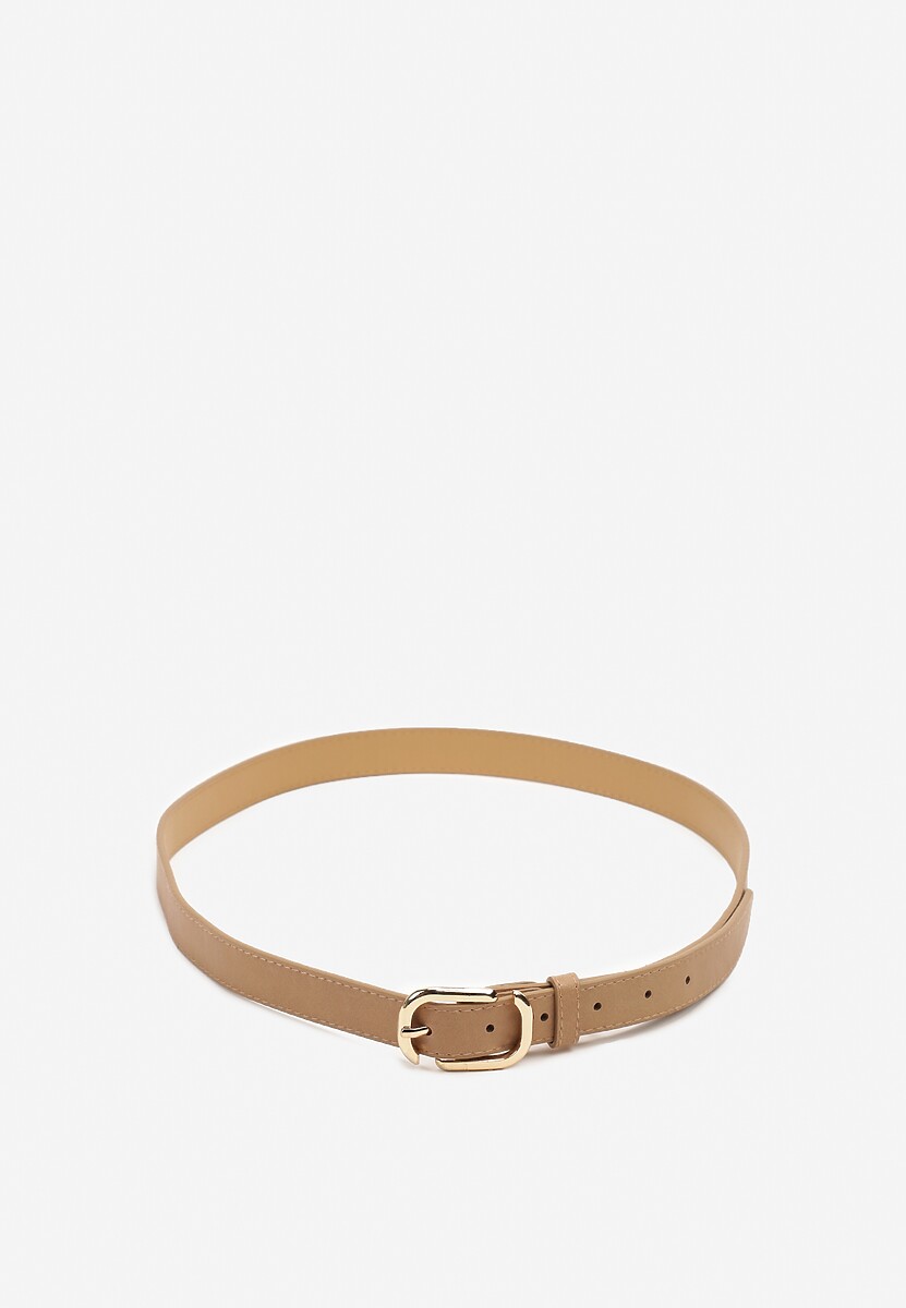 Jasnobeżowy Pasek Ozdobiony Metalową Klamrą Pulinia