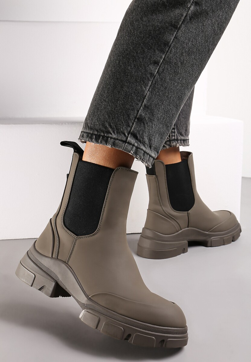 Brązowe Botki Sztyblety Sidde