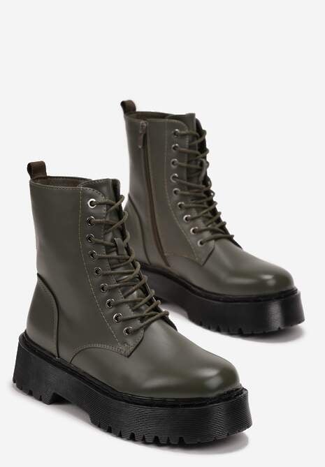 Zielone Botki w Stylu Workerów na Platformie Maialen