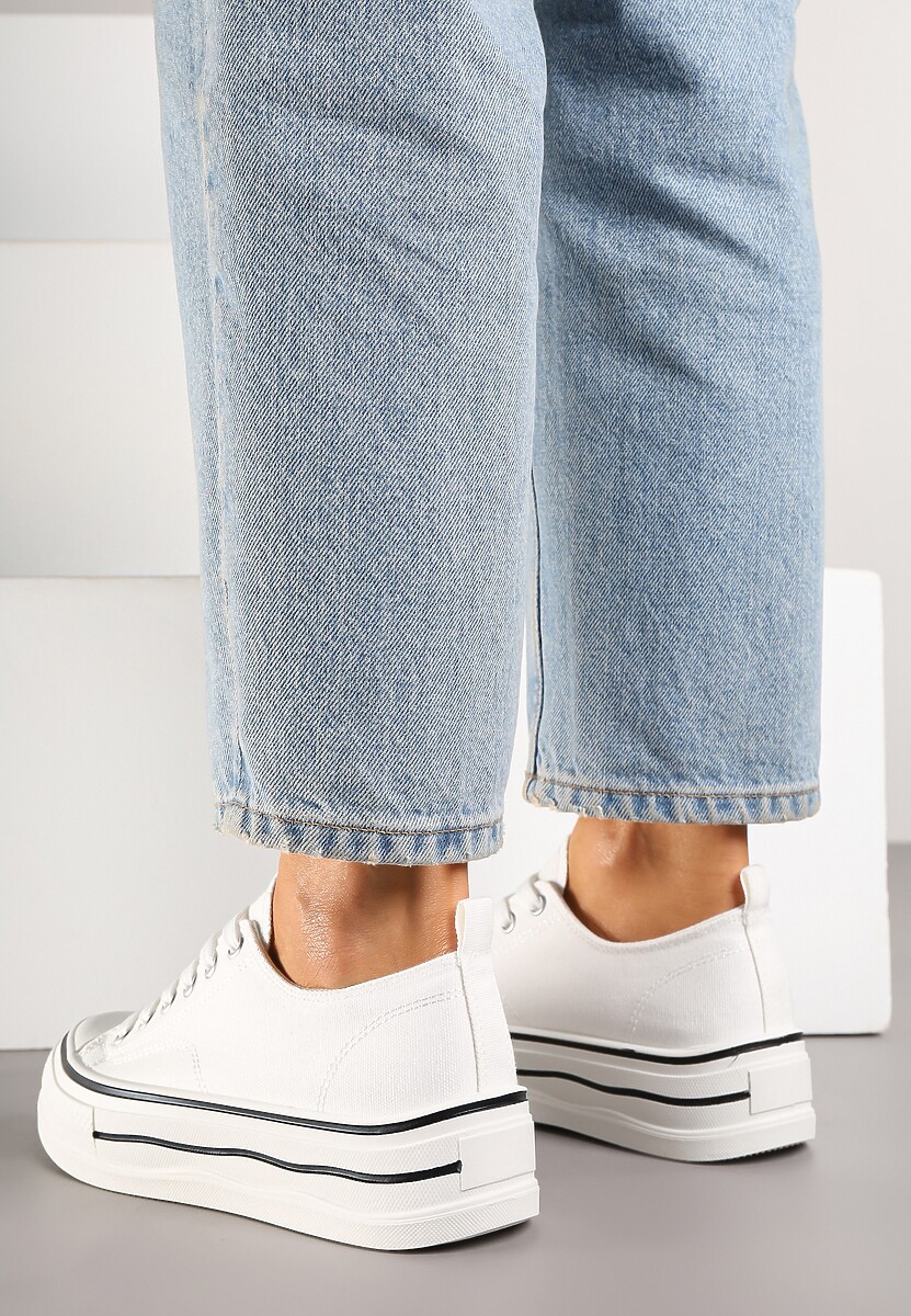 Białe Casualowe Trampki na Niskiej Platformie Natirinne
