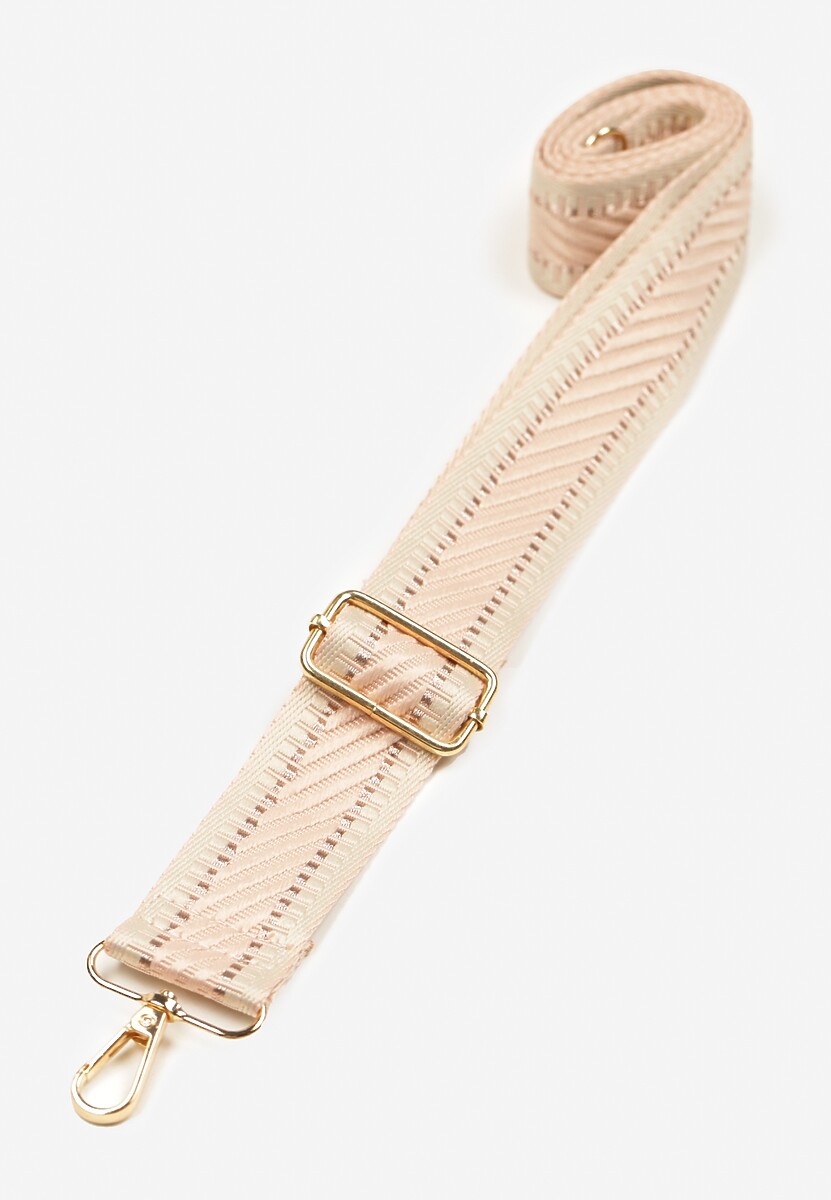 Beżowy Pasek do Torebki Materiałowy Sarinae