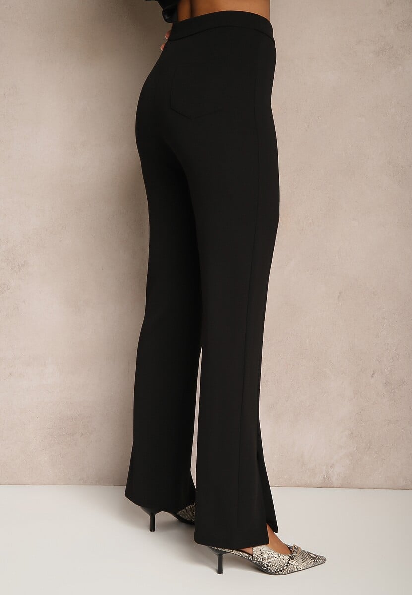 Czarne Spodnie z Wiskozą High Waist w Eleganckim Stylu Tatariela