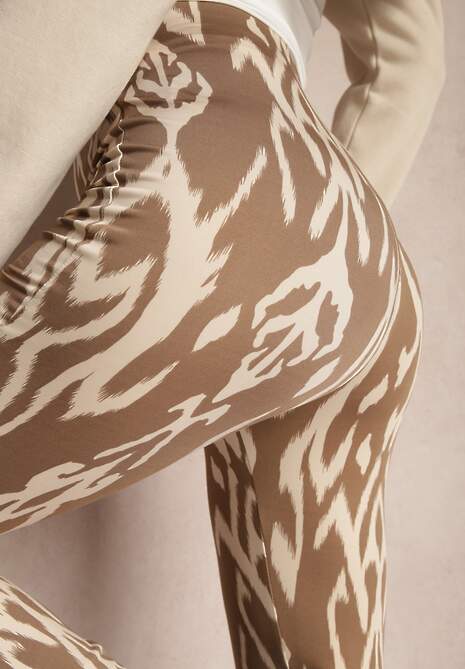 Brązowe Spodnie o Kroju Dzwonów High Waist z Gumką w Talii Zaianna