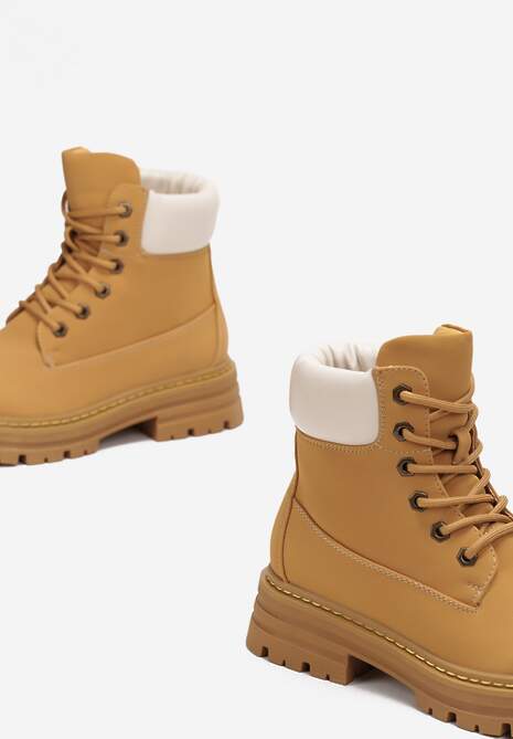 Brązowe Sznurowane Traperki z Protektorem Esmerra