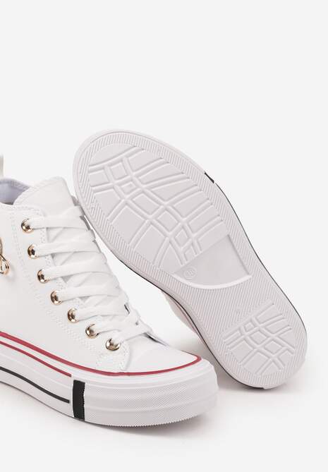 Białe Trampki za Kostkę Ozdobione Aplikacją 3D Vizana