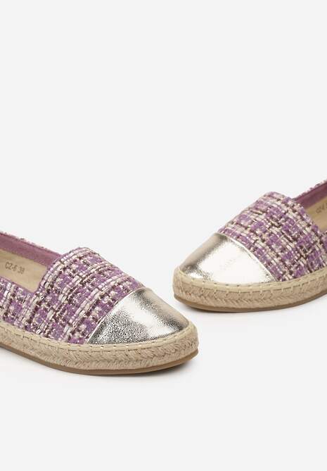 Fioletowe Espadryle z Tweedowego Materiału z Plecionką na Podeszwie Hexiria