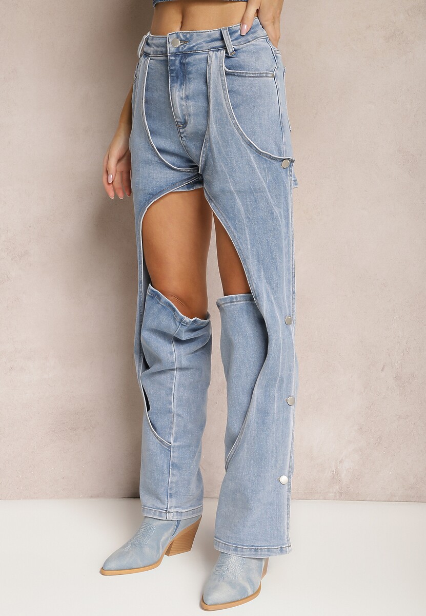 Niebieskie 2w1 Jeansy Szorty z Przypinanymi Nogawkami Laville