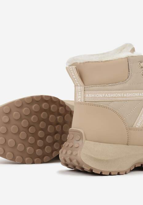 Ciemnobeżowe Sportowe Śniegowce Chunky na Platformie Ishweda