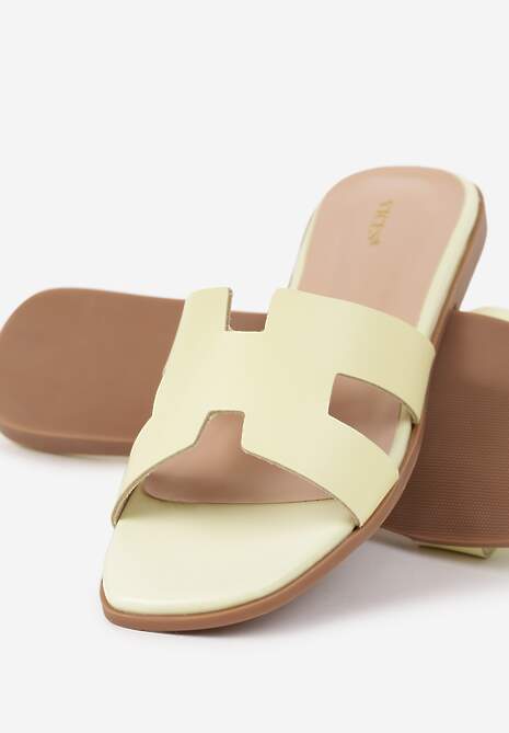 Żółto-Zielone Klapki Vices Ozdobione Wycięciami Arnellta