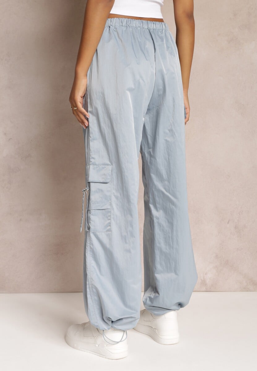 Niebieskie Spodnie Bojówki ze Ściągaczem i Kieszeniami Saelysha