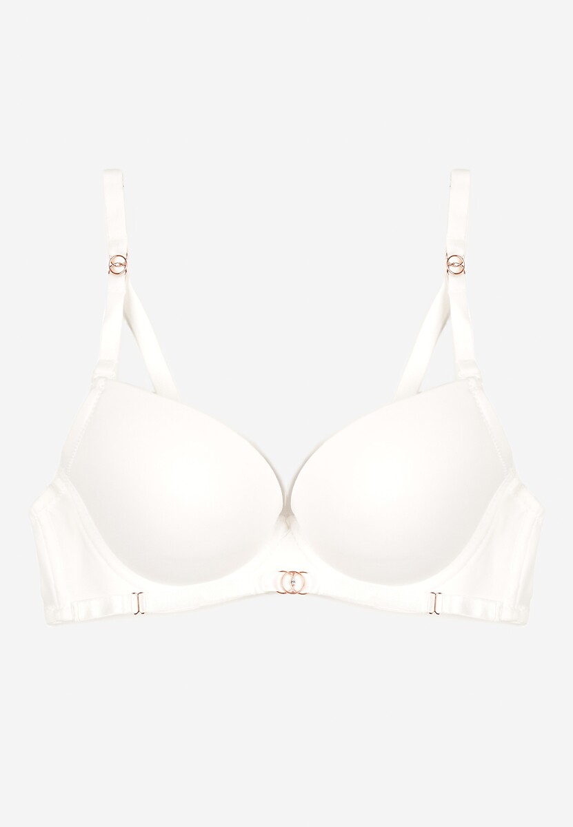 Biały Klasyczny Biustonosz z Metalicznymi Wstawkami Emarielle