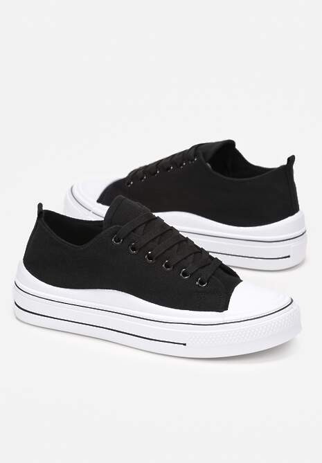 Czarne Sznurowane Trampki do Kostki Kalyne