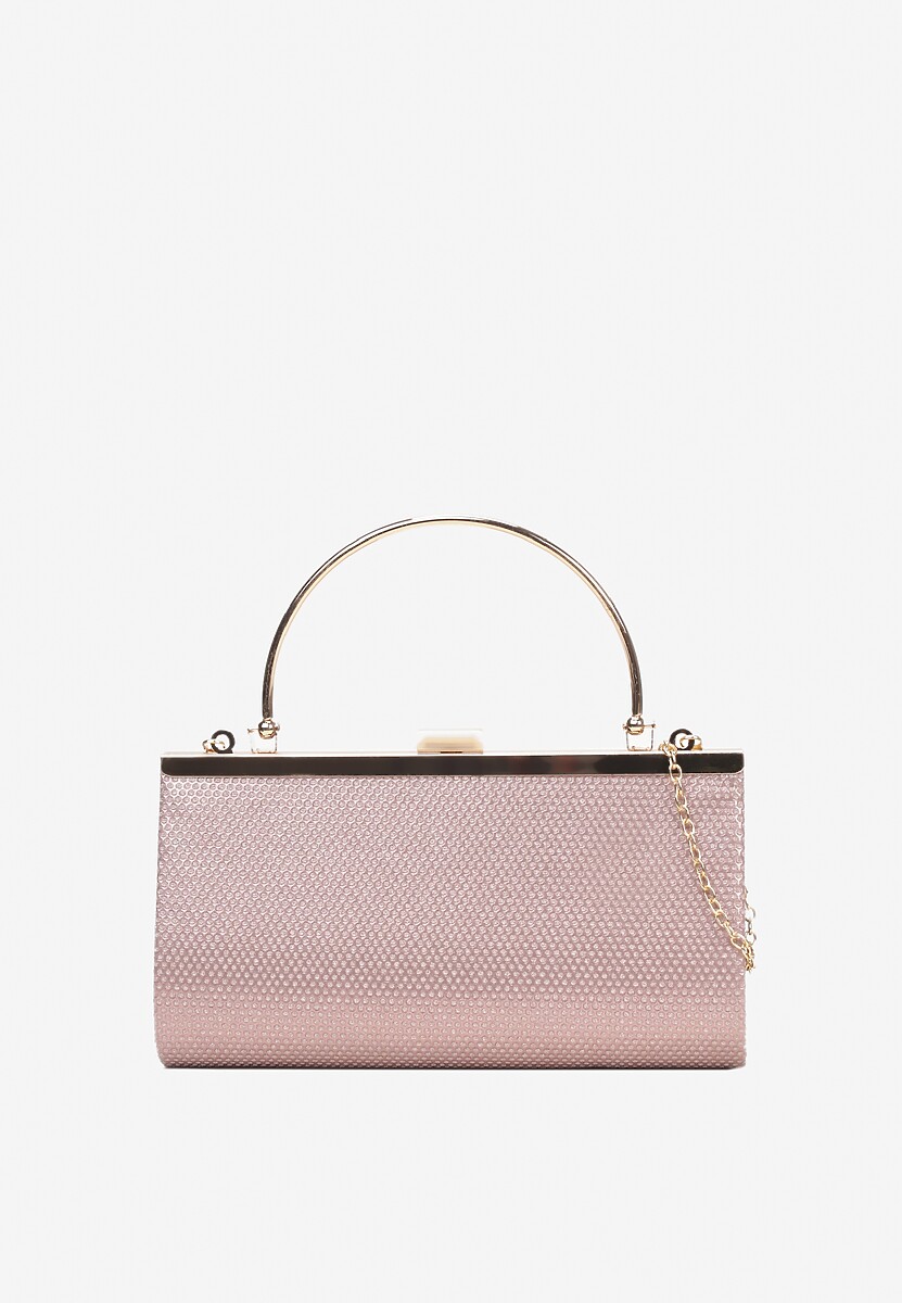 Czarna Kopertowa Torebka z Metalową Rączką i Brokatem Fortelsa