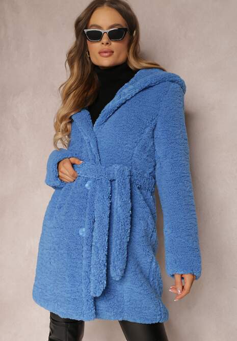 Niebieski Płaszcz Futrzany Klymiera