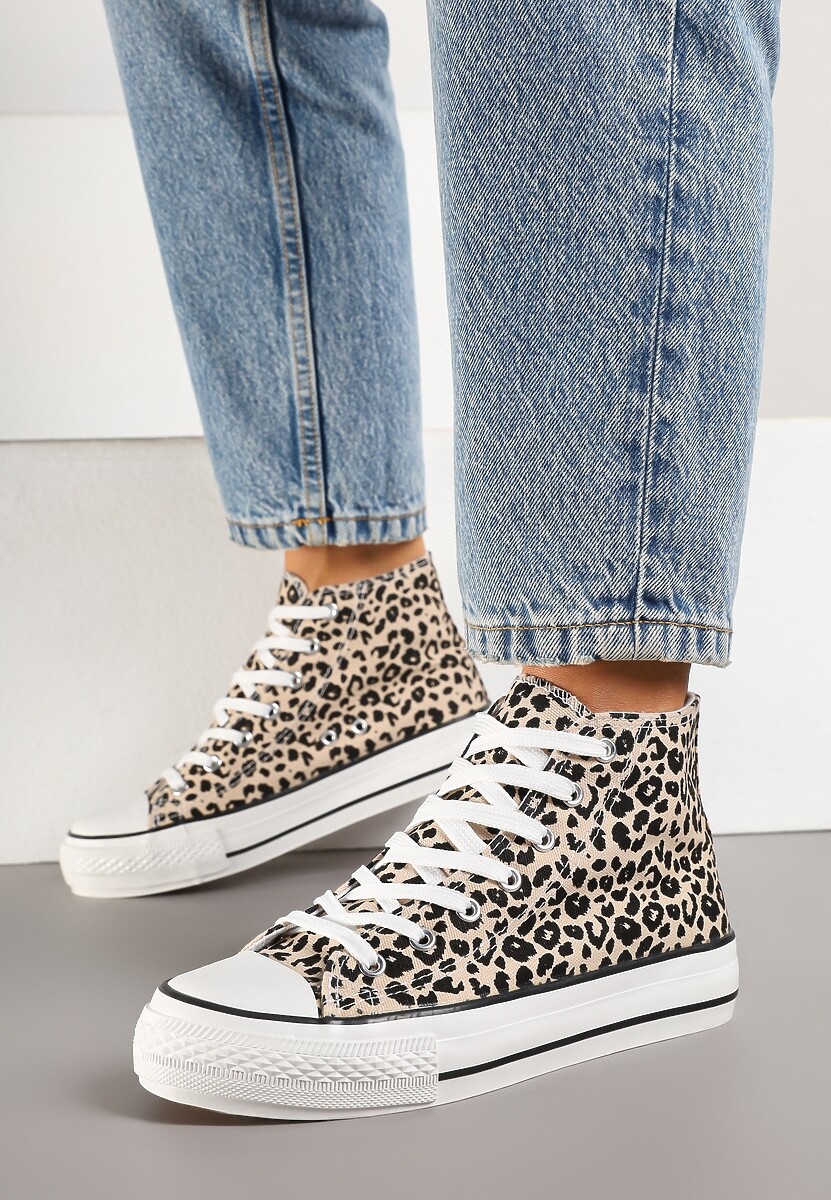 Panterkowe Trampki z Wysoką Tłoczoną Cholewką Willevia