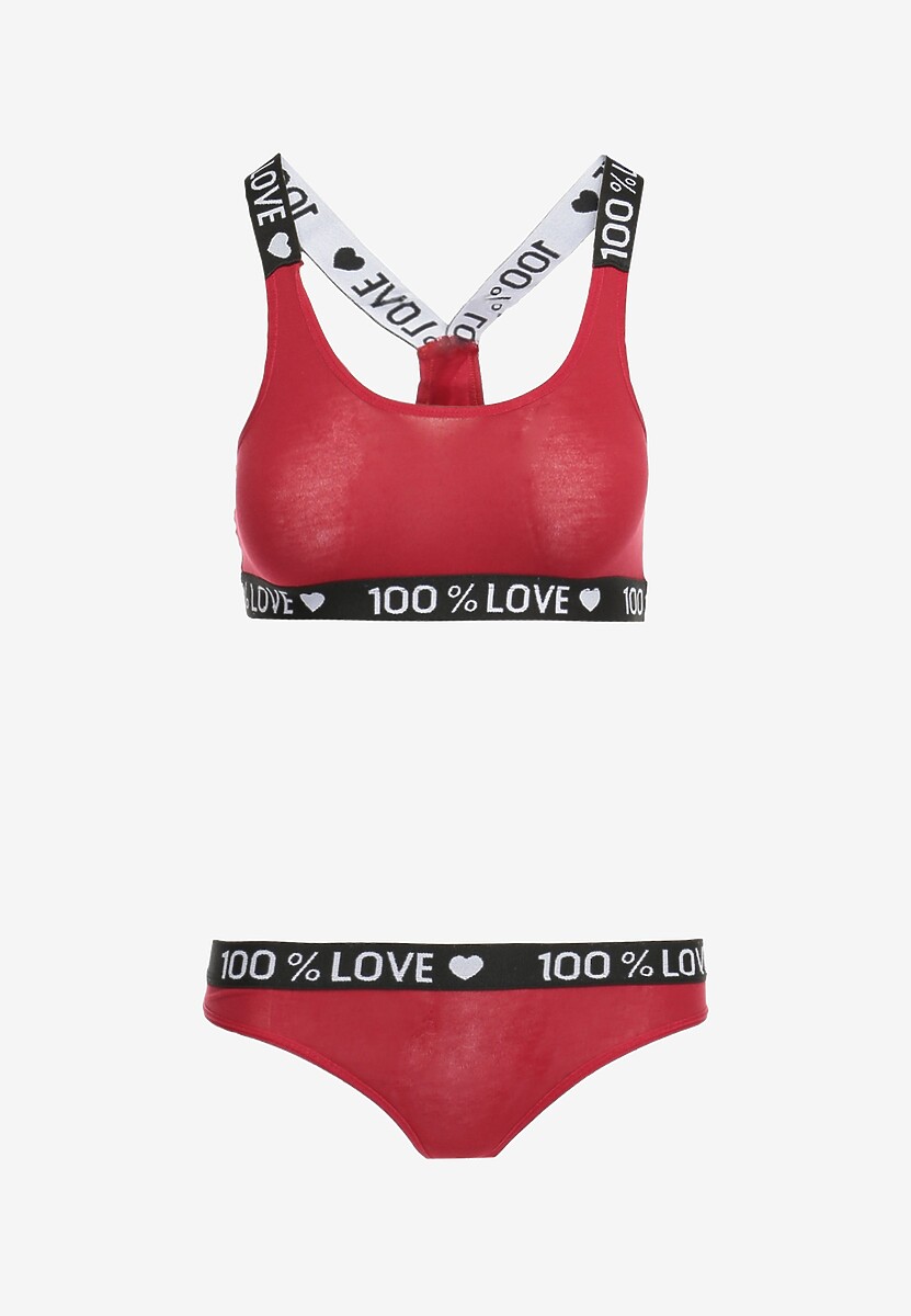 Bordowy Komplet Bielizny Sportowy Biustonosz Bokserki i Stringi Lutevia