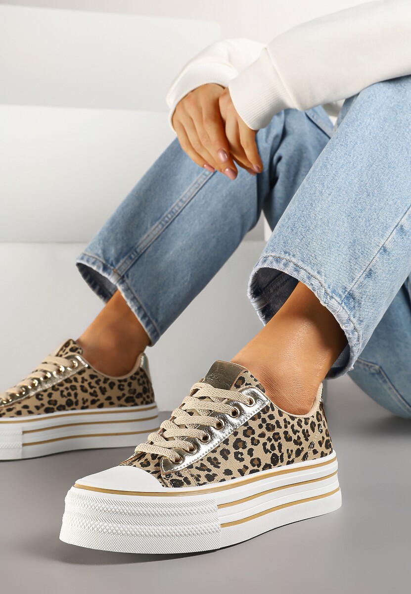 Panterkowe Trampki na Platformie w Casualowym Stylu Ravilne