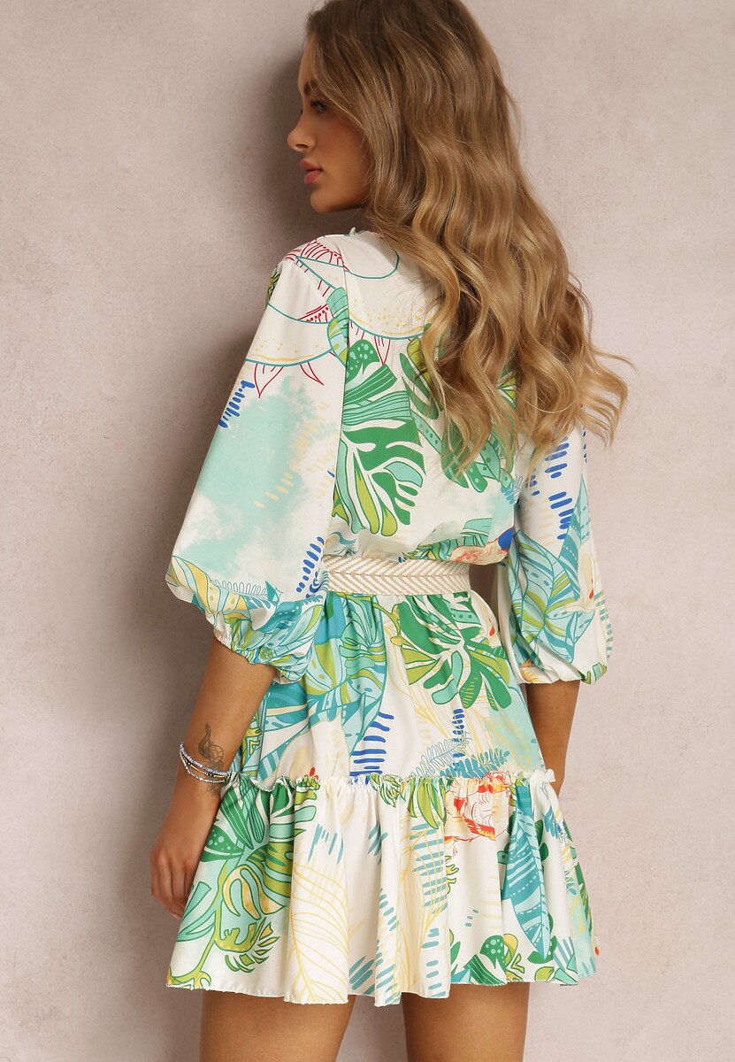 Biała Sukienka z Paskiem Hermyne