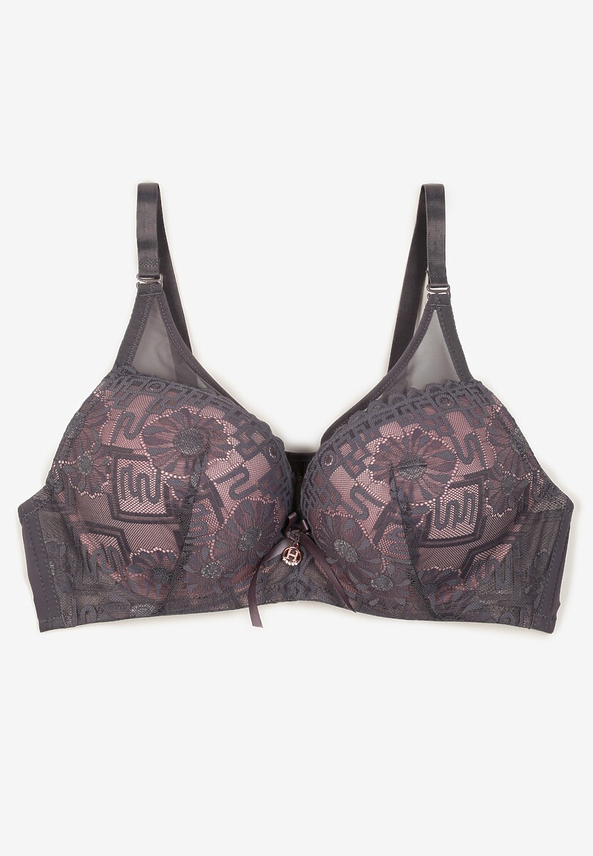 Jasnobeżowy Biustonosz Full Cup Zdobiony Koronką Raviera