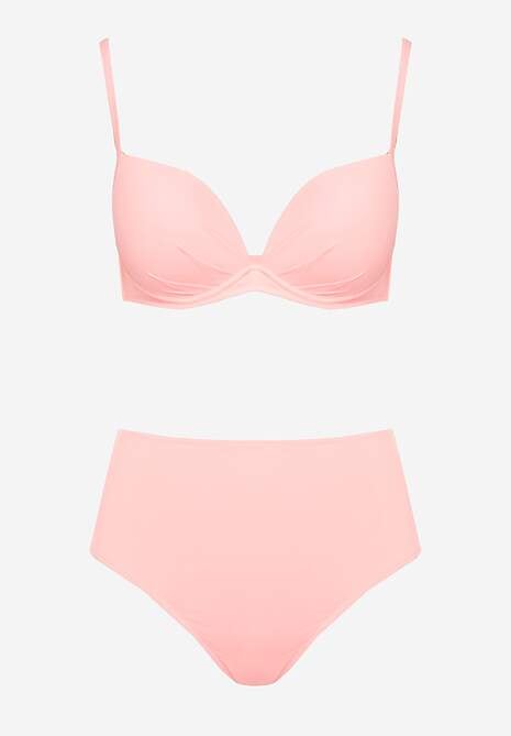 Różowe Basicowe Bikini Biustonosz i Majtki Figi Natonea