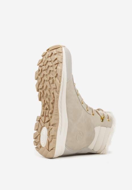 Beżowe Botki Trekkingowe na Platformie ze Sznurowaniem Labrinna