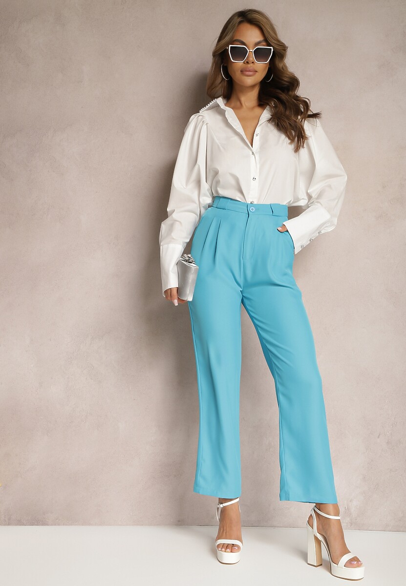 Fuksjowe Eleganckie Spodnie Zapinane na Zamek Błyskawiczny Andantino