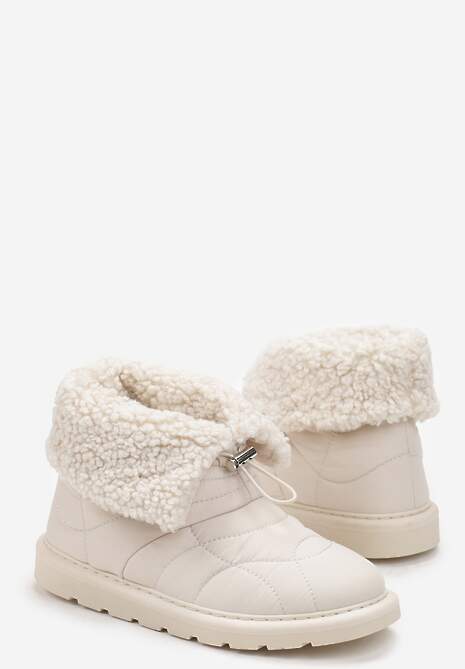 Beżowe Śniegowce ze Ściągaczem i Ozdobnym Barankiem Tytusore