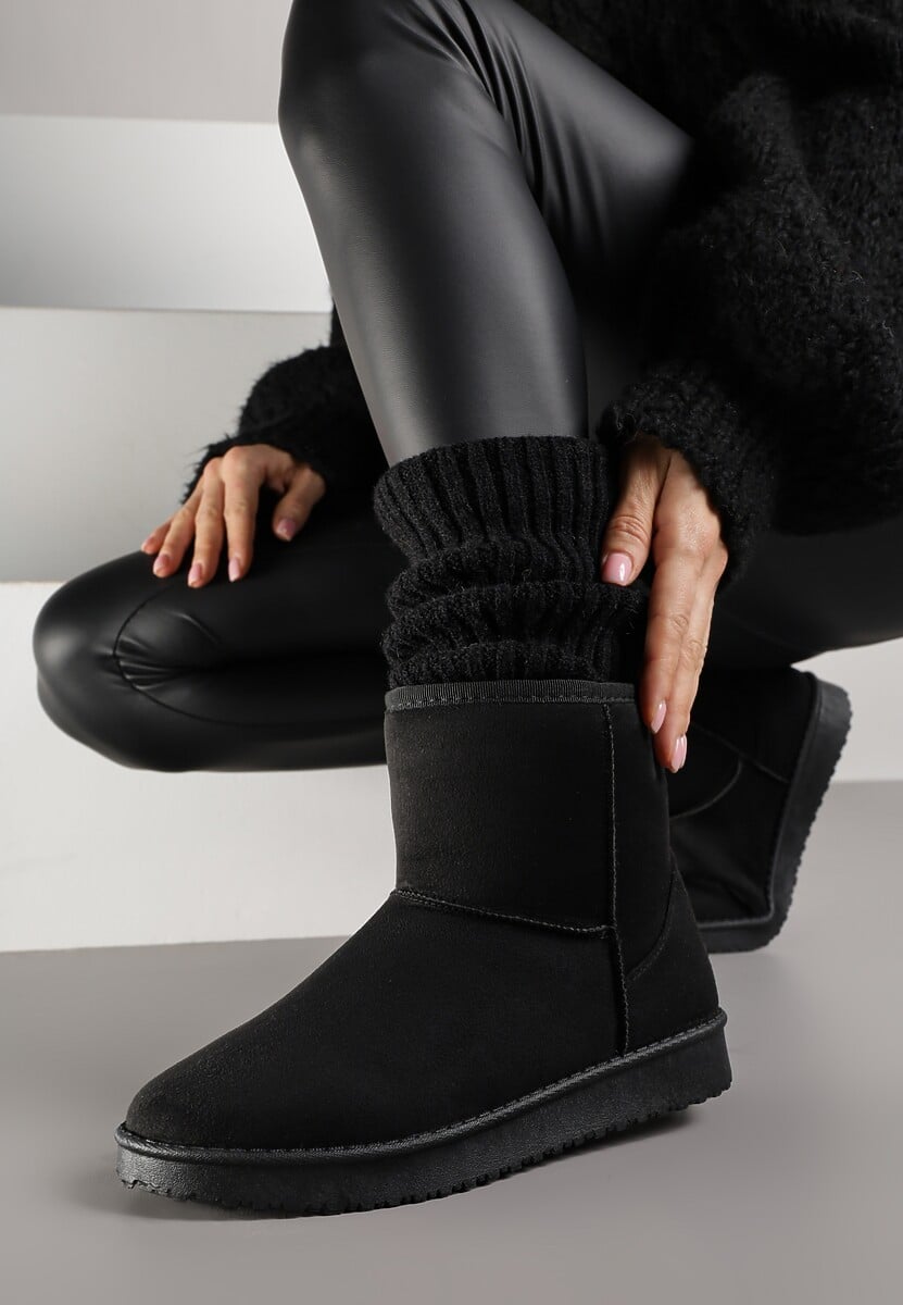 Czarne Śniegowce z Przeszyciami po Bokach Retena